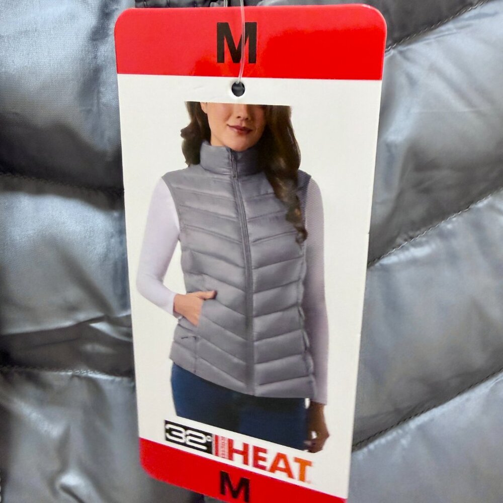 32 Degrees Heat Women's Packable Vest Size M Blue Zip-up Lightweight Warm (NEW - Picture 14 of 15